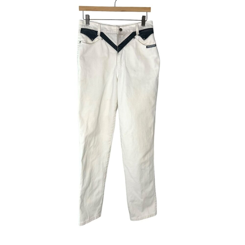 Vintage 90s Roughrider White Tapered High Waist Western Jeans 11